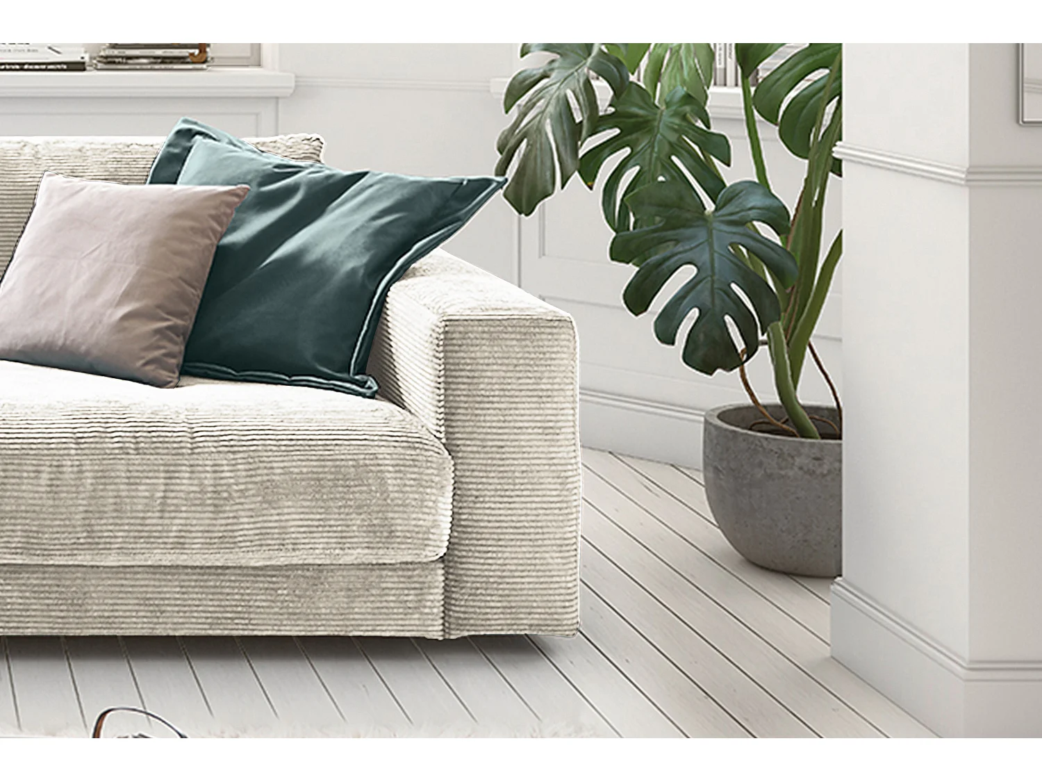 Sofa - Cremeweiß Cord - MADELINE