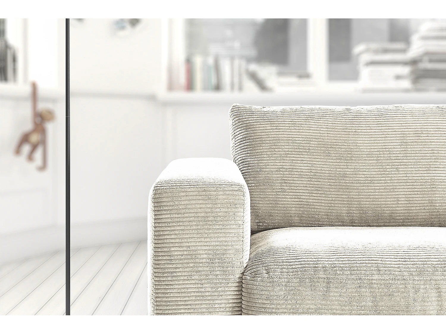 Sofa - Cremeweiß Cord - MADELINE