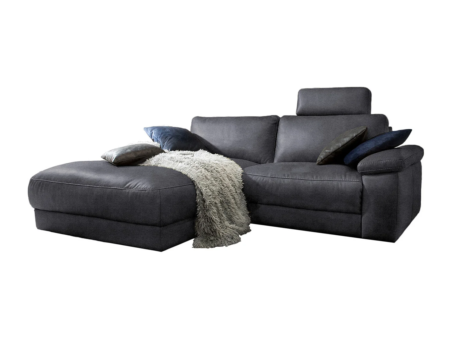 Ecksofa - Schwarz Webstoff - LOLA