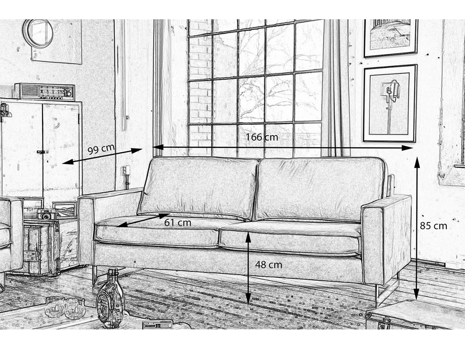 Sofa - Anthrazit Kunstleder - VILNIUS