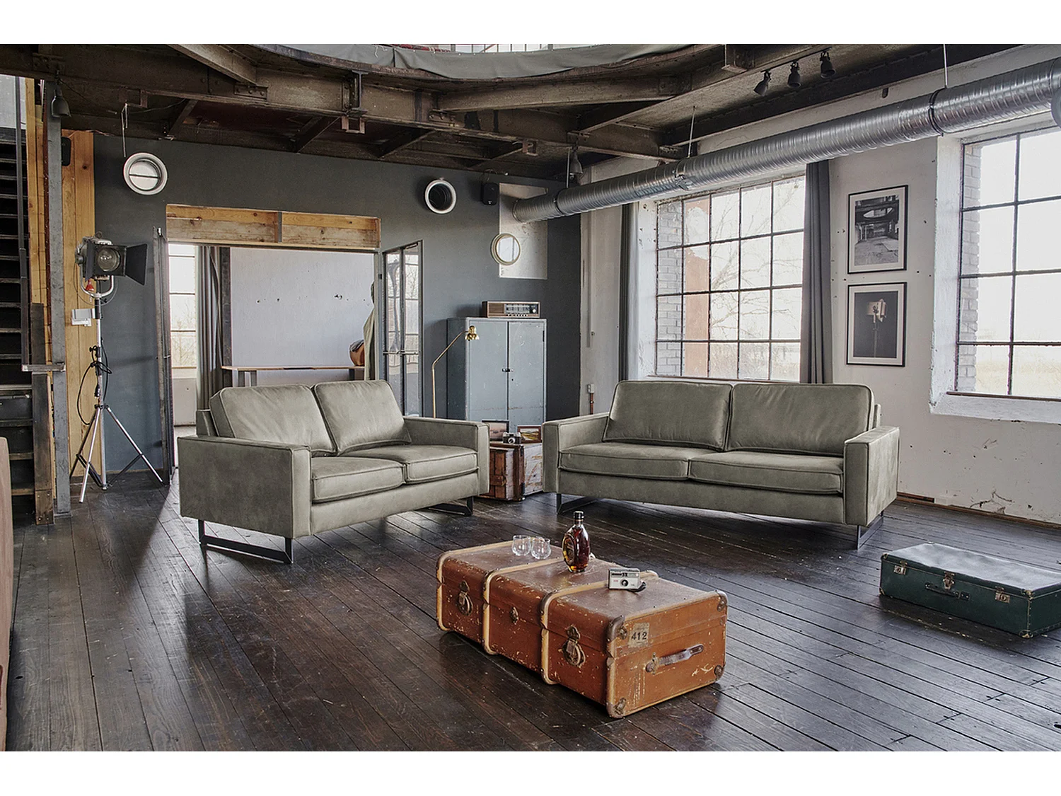 Sofa - Anthrazit Kunstleder - VILNIUS