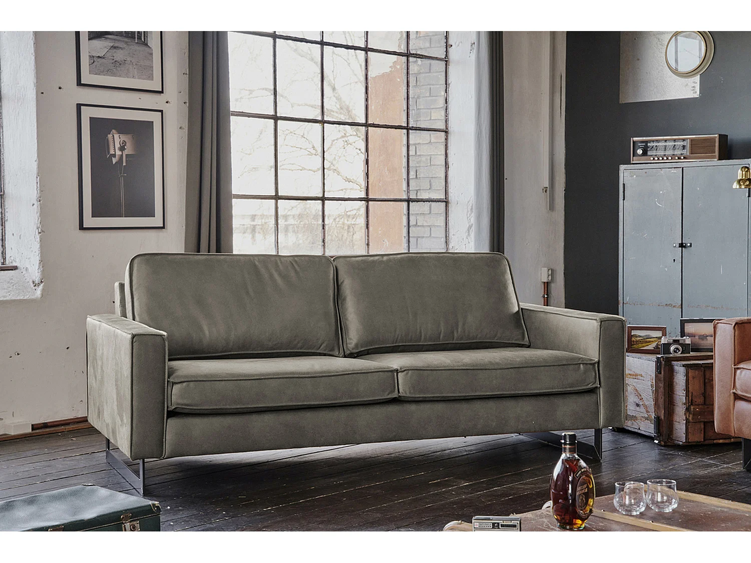 Sofa - Anthrazit Lederfaserstoff - VILNIUS