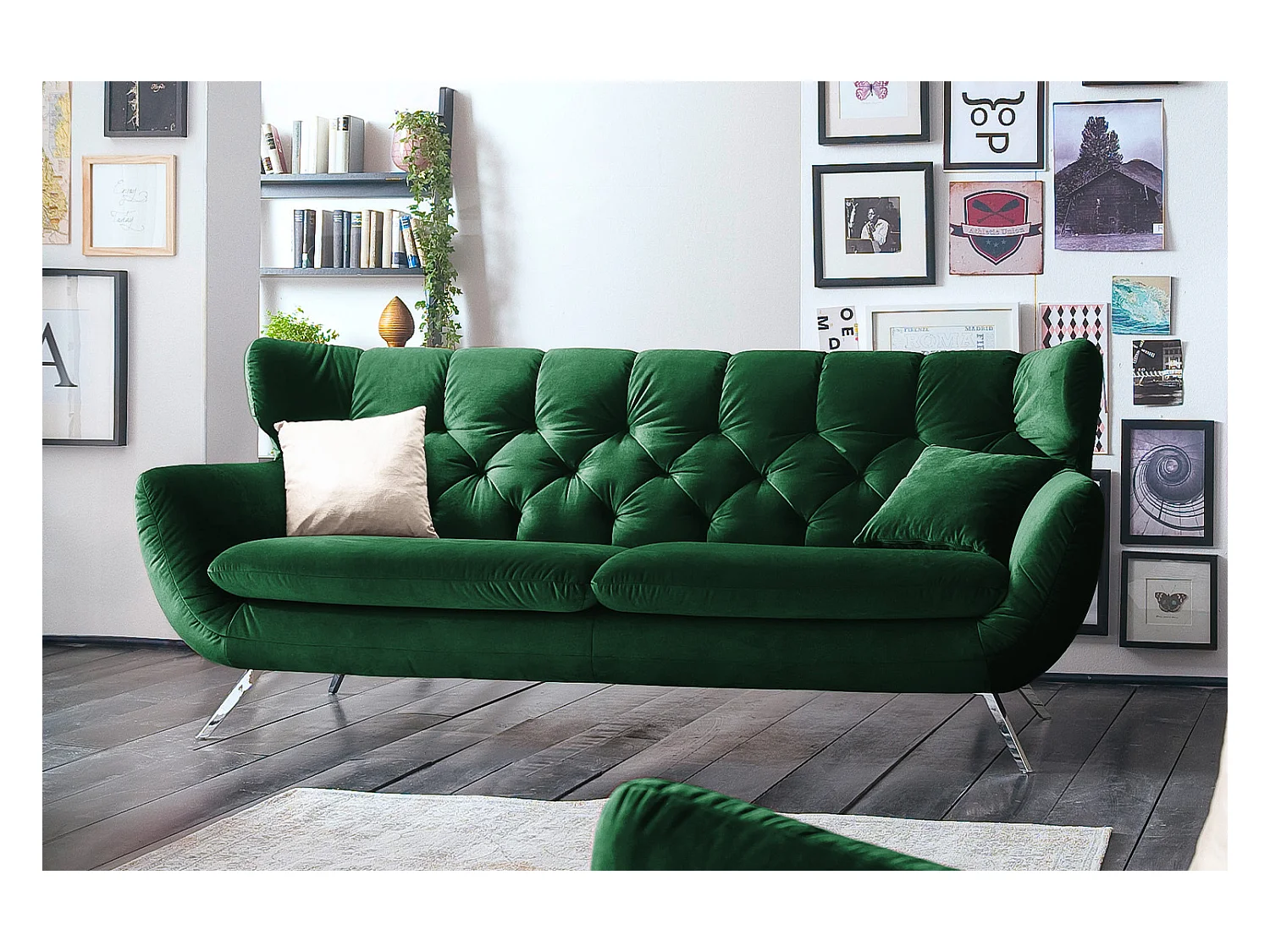 Divano - verde smeraldo velluto - CHARME