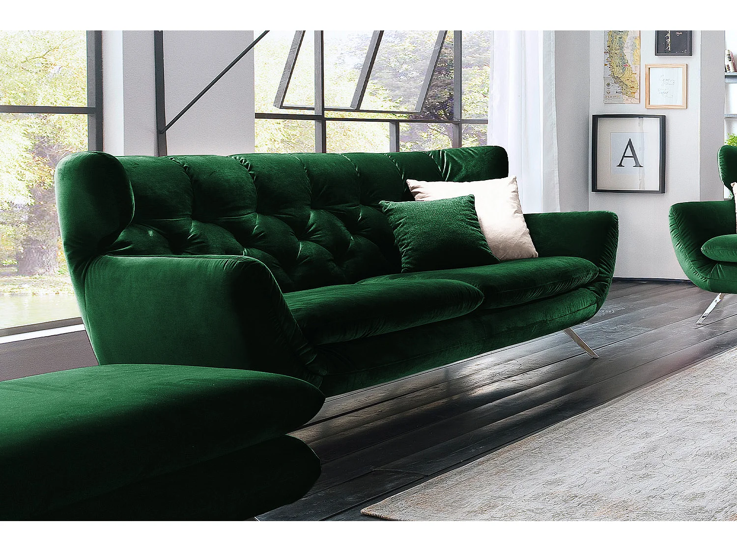 Sofa - Smaragdgrün Velvet - CHARME