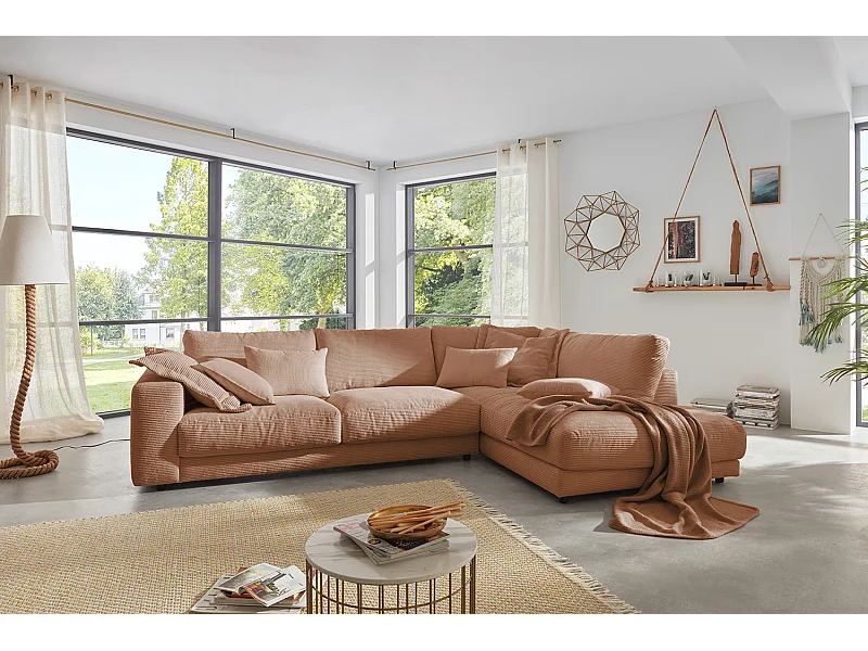 Ecksofa - Braun Cord - MADELINE