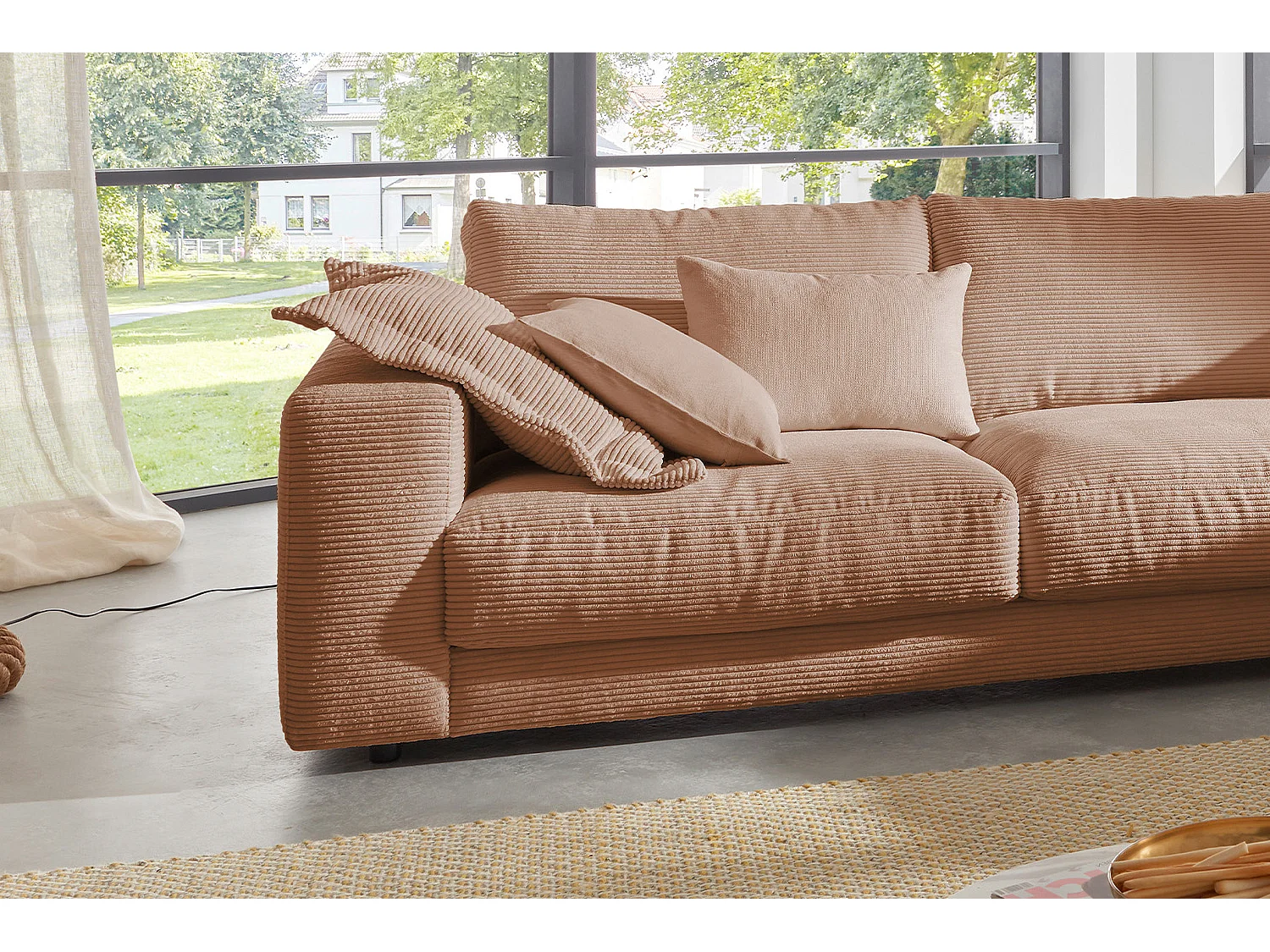 Canapé - marron Velours côtelé - MADELINE