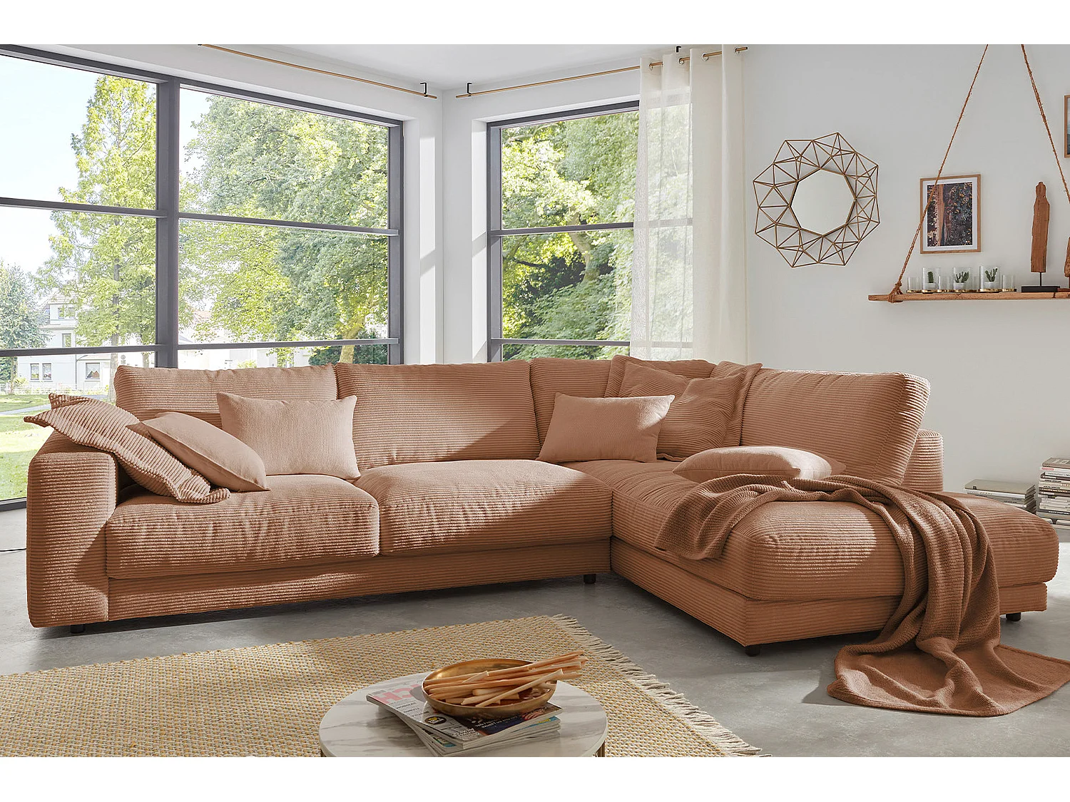 Ecksofa - Braun Cord - MADELINE