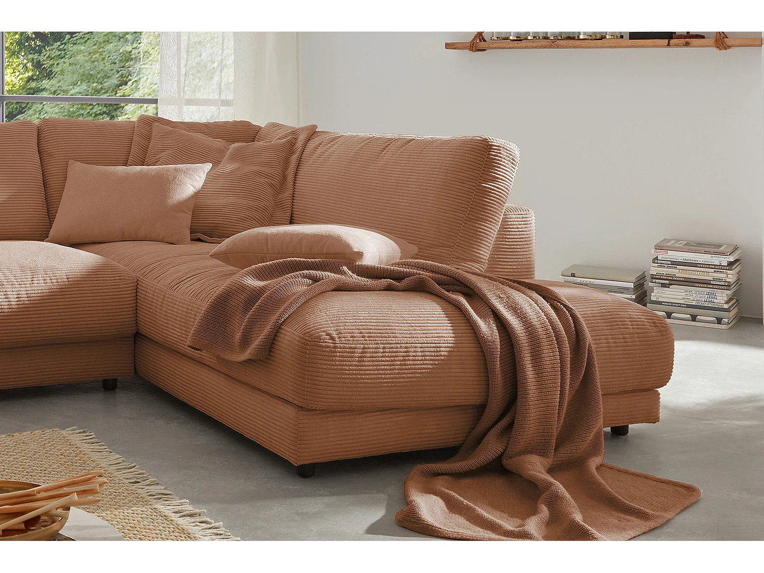 Ecksofa - Braun Cord - MADELINE