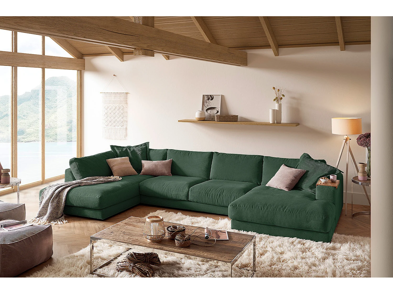 Wohnlandschaft - Smaragdgrün Cord - MADELINE