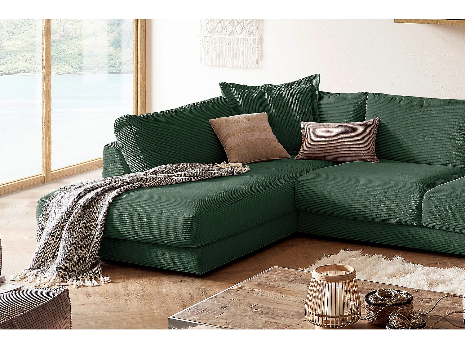 Wohnlandschaft - Smaragdgrün Cord - MADELINE