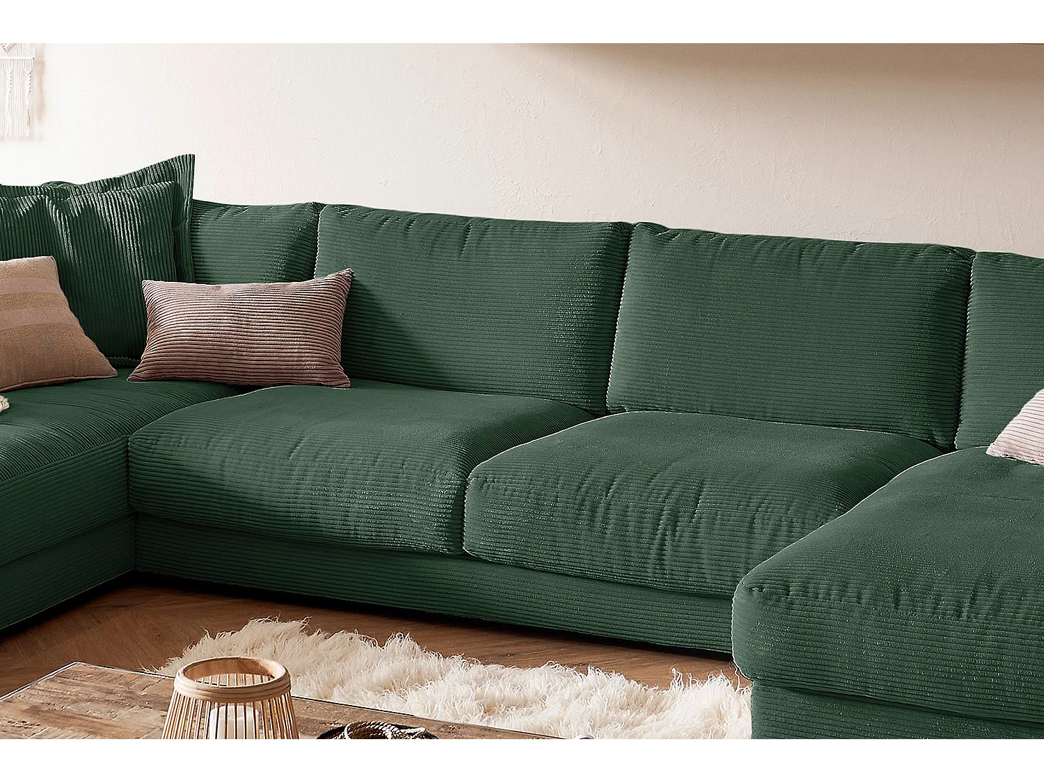 Wohnlandschaft - Smaragdgrün Cord - MADELINE