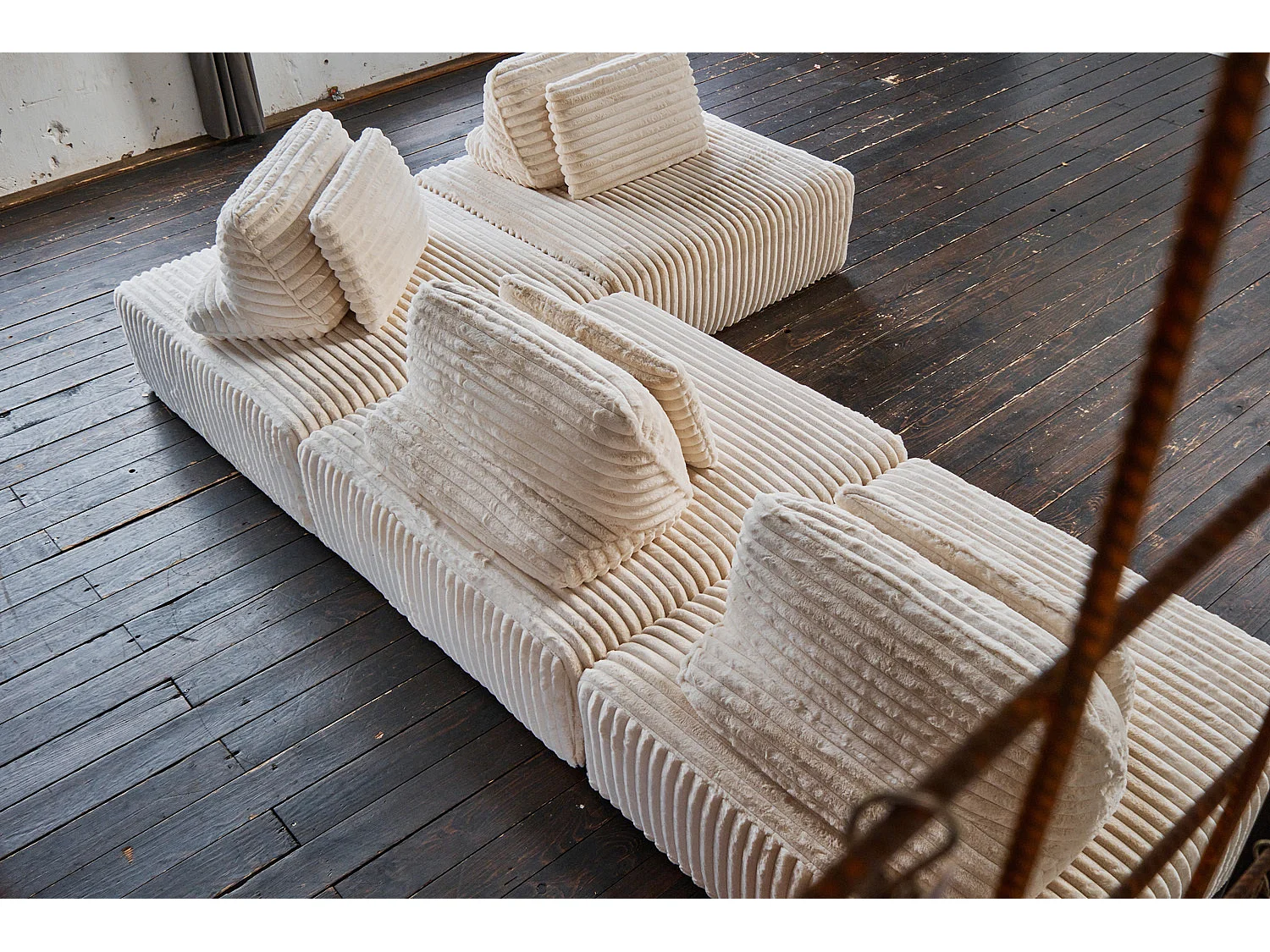 Canapé - blanc crème Velours côtelé - WIOLO SOFT