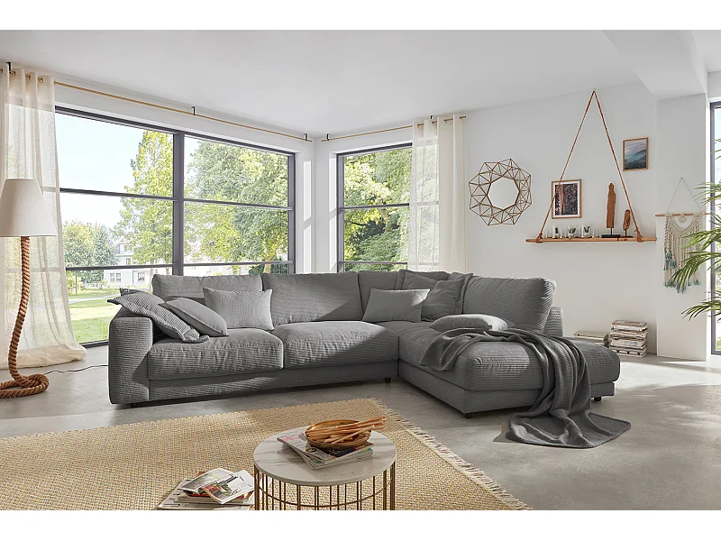 Ecksofa - Grau Cord - MADELINE