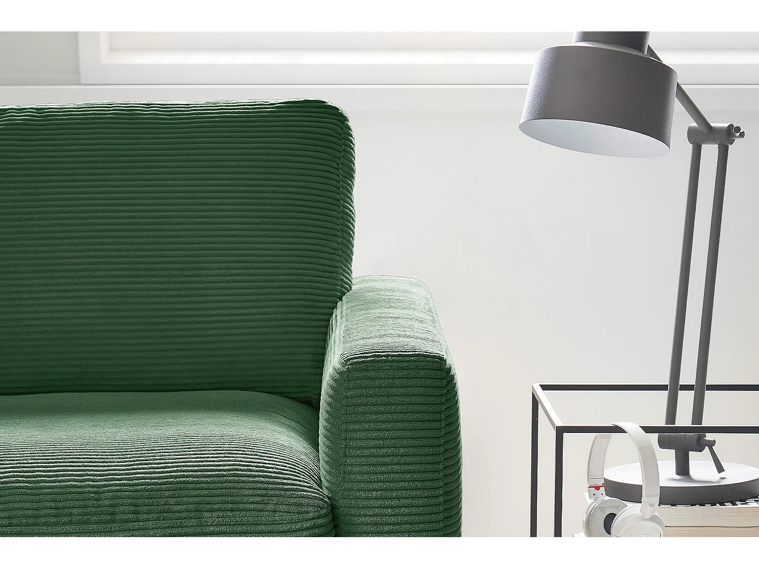 Ecksofa - Smaragdgrün Cord - CARA