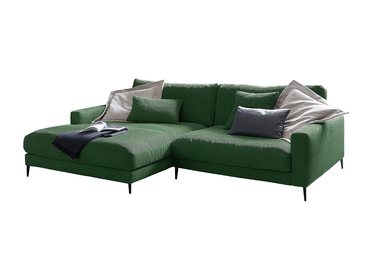 Ecksofa - Smaragdgrün Cord - CARA