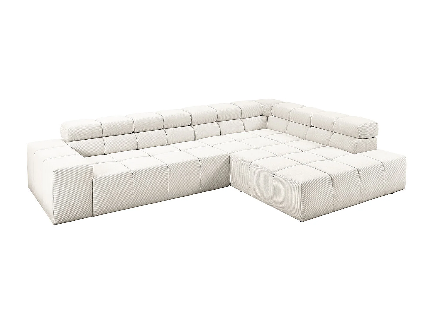 Ecksofa - Weiß Cord - NEVADA