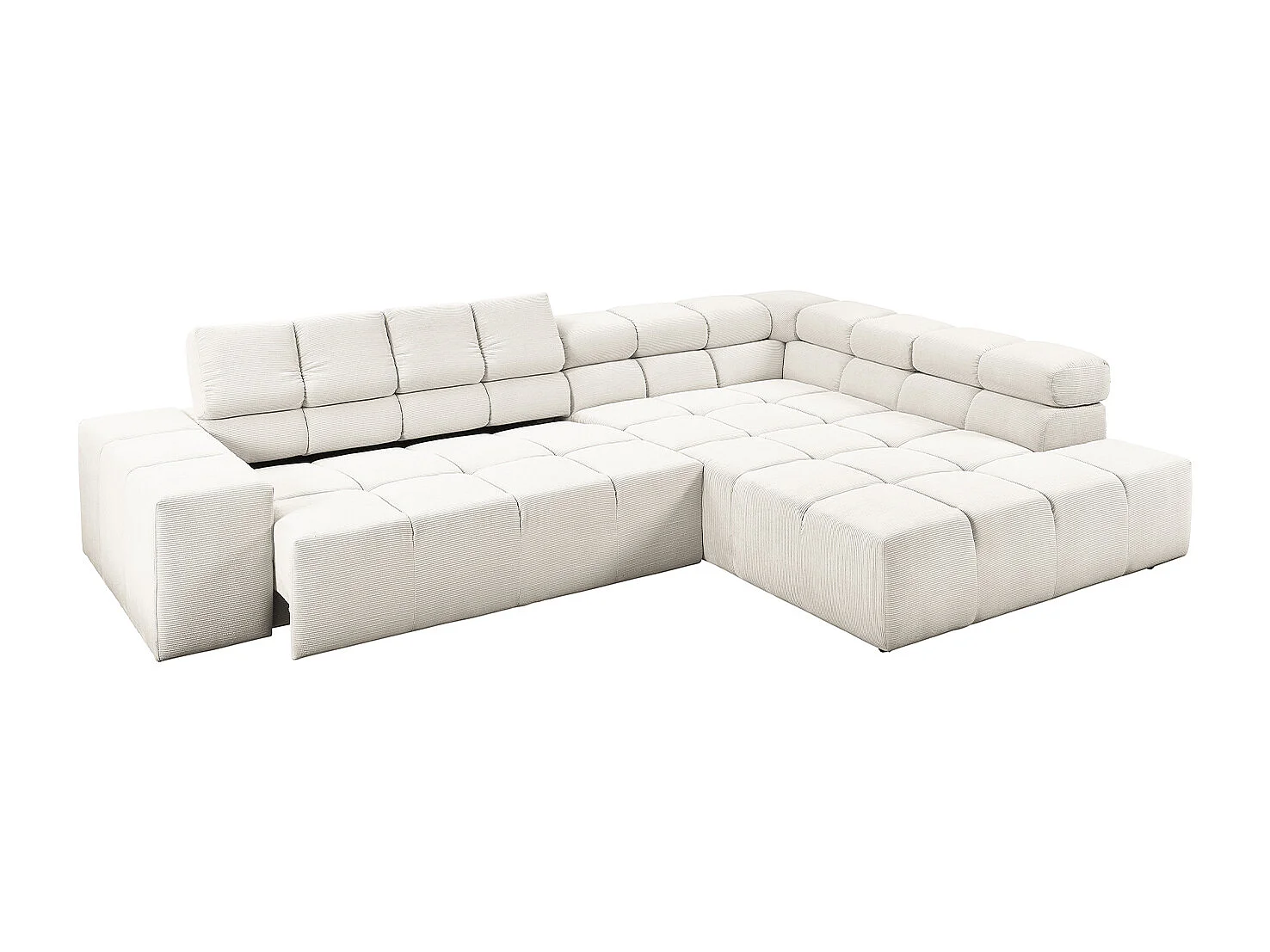 Ecksofa - Weiß Cord - NEVADA