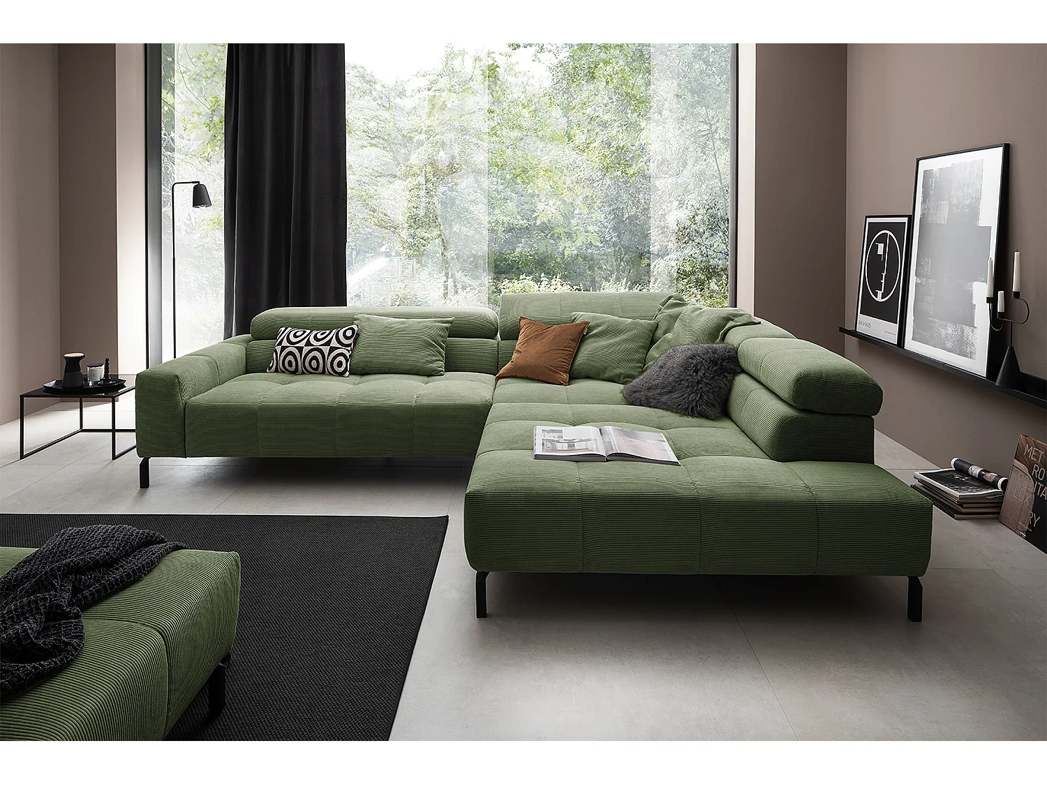 Ecksofa - Grün Cord - OHIO