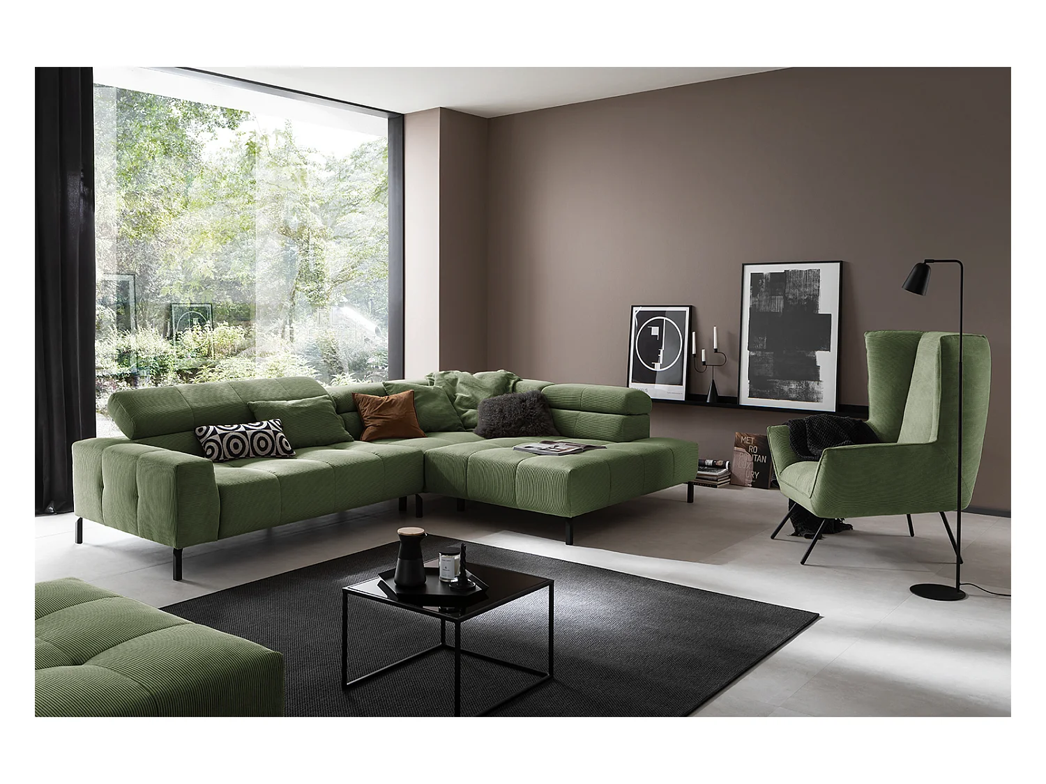 Ecksofa - Grün Cord - OHIO