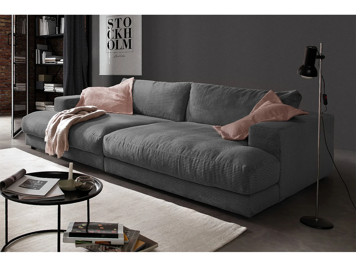 Canapé - Gris Velours côtelé - MADELINE