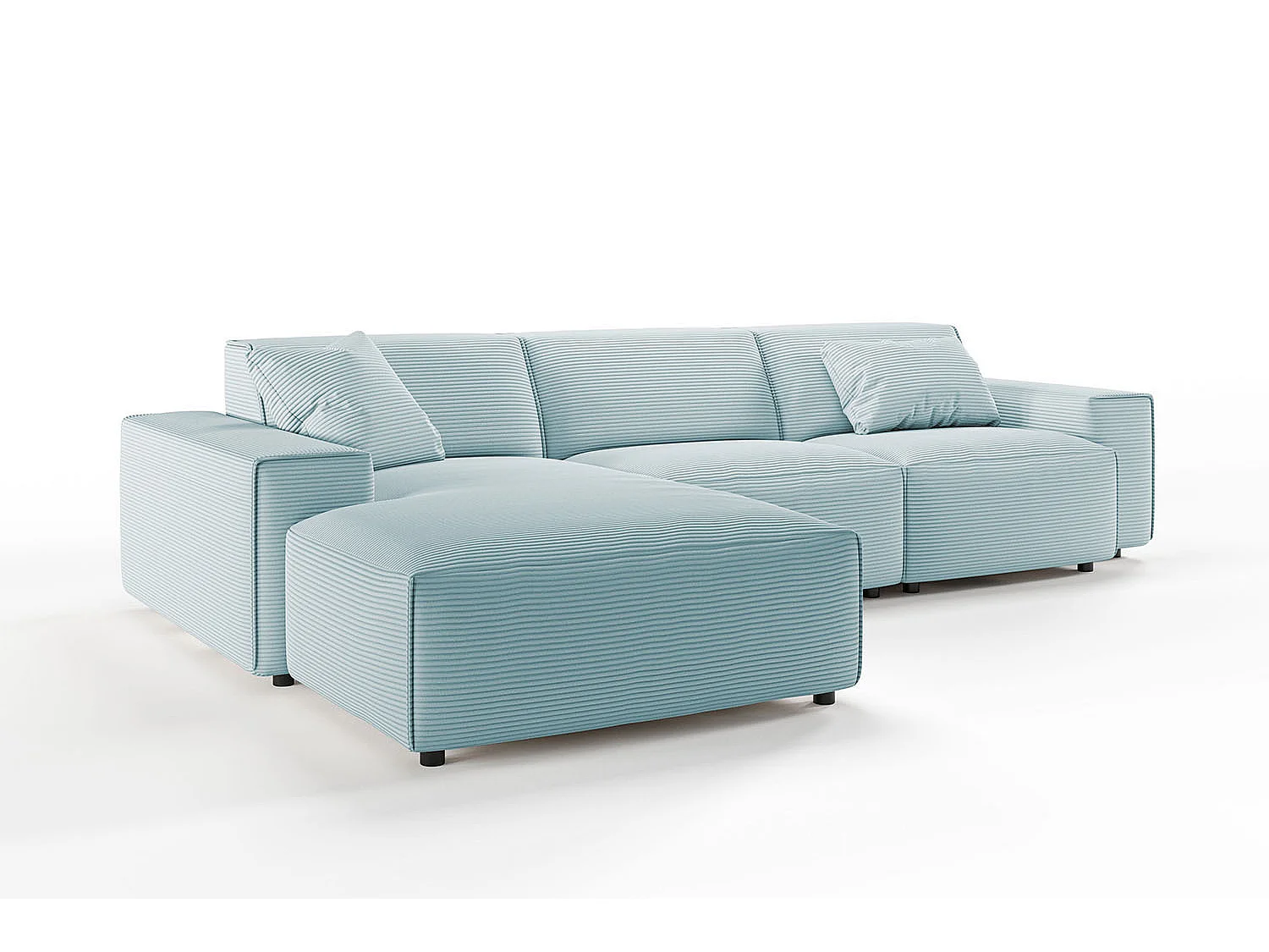 Ecksofa - Hellblau Cord - RANI