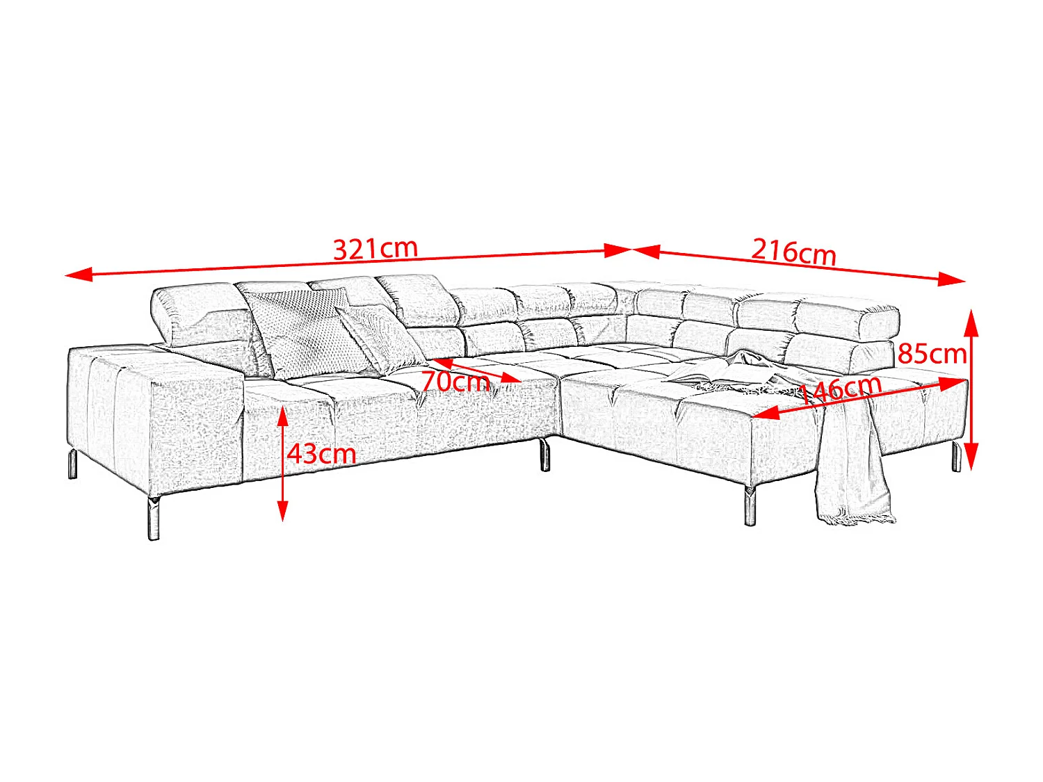 Ecksofa - Gelb Velvet - NELSON