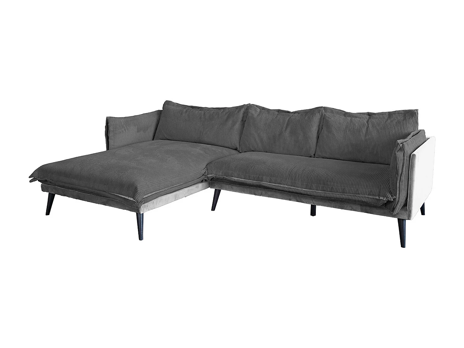 Ecksofa - Grau Velvet - QUENYA