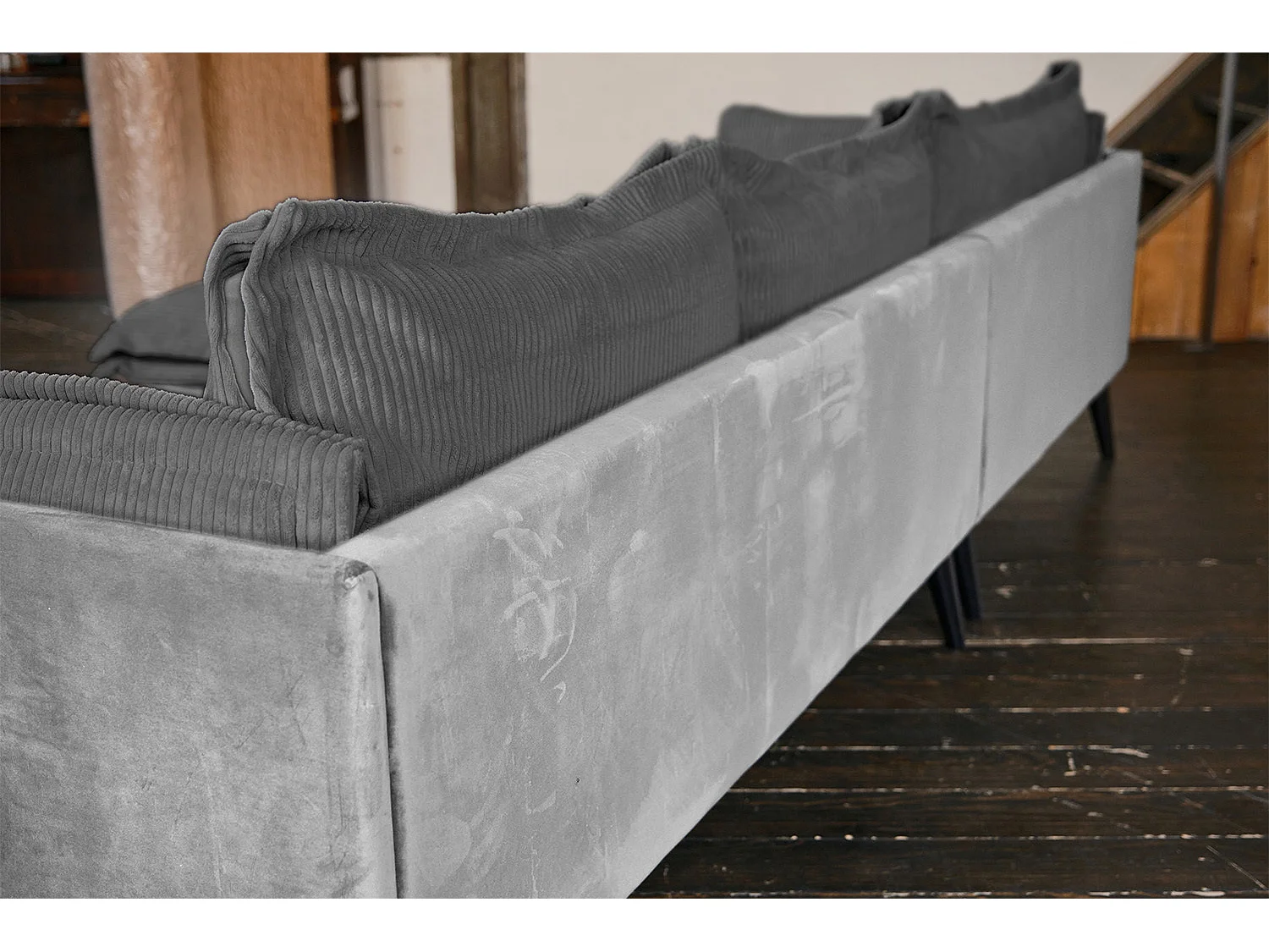 Ecksofa - Grau Velvet - QUENYA