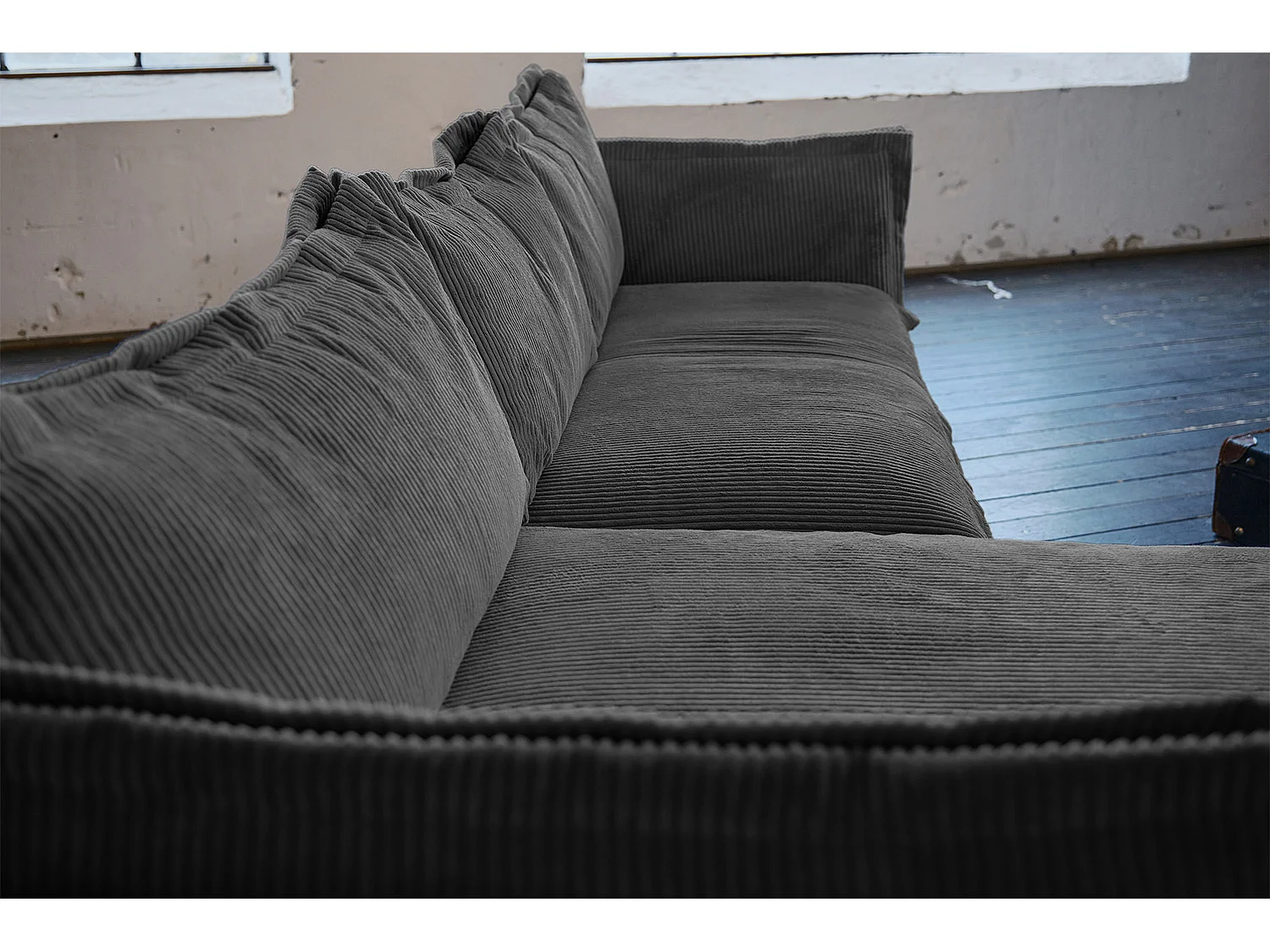 Ecksofa - Grau Velvet - QUENYA