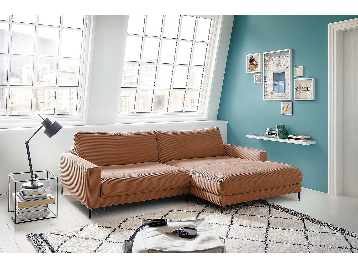 Canapé - marron Velours côtelé - CARA