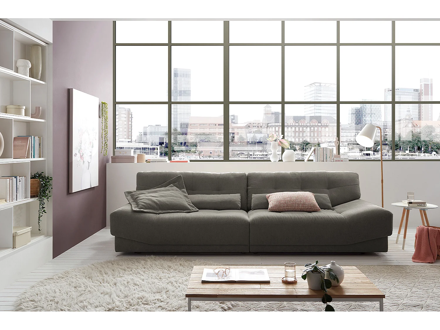 Sofa - Grau Webstoff - MOZZA