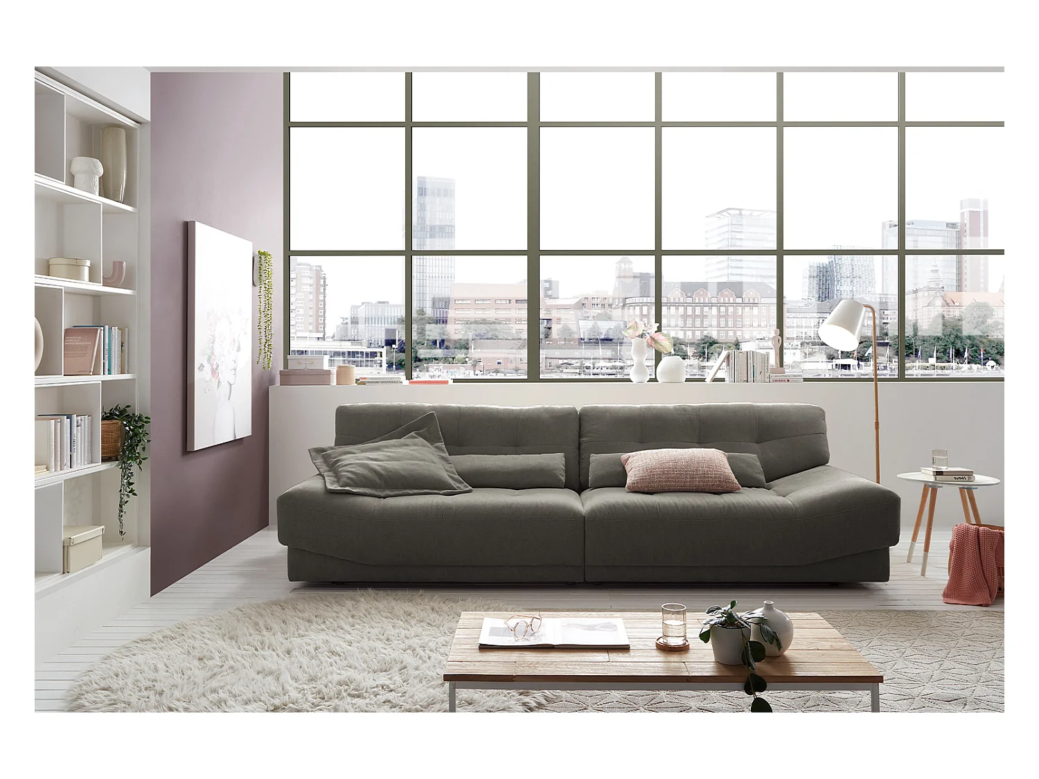 Sofa - Grau Webstoff - MOZZA