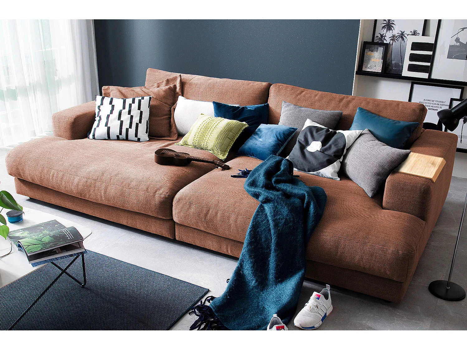 Divano - marrone tessuto intrecciato - MADELINE