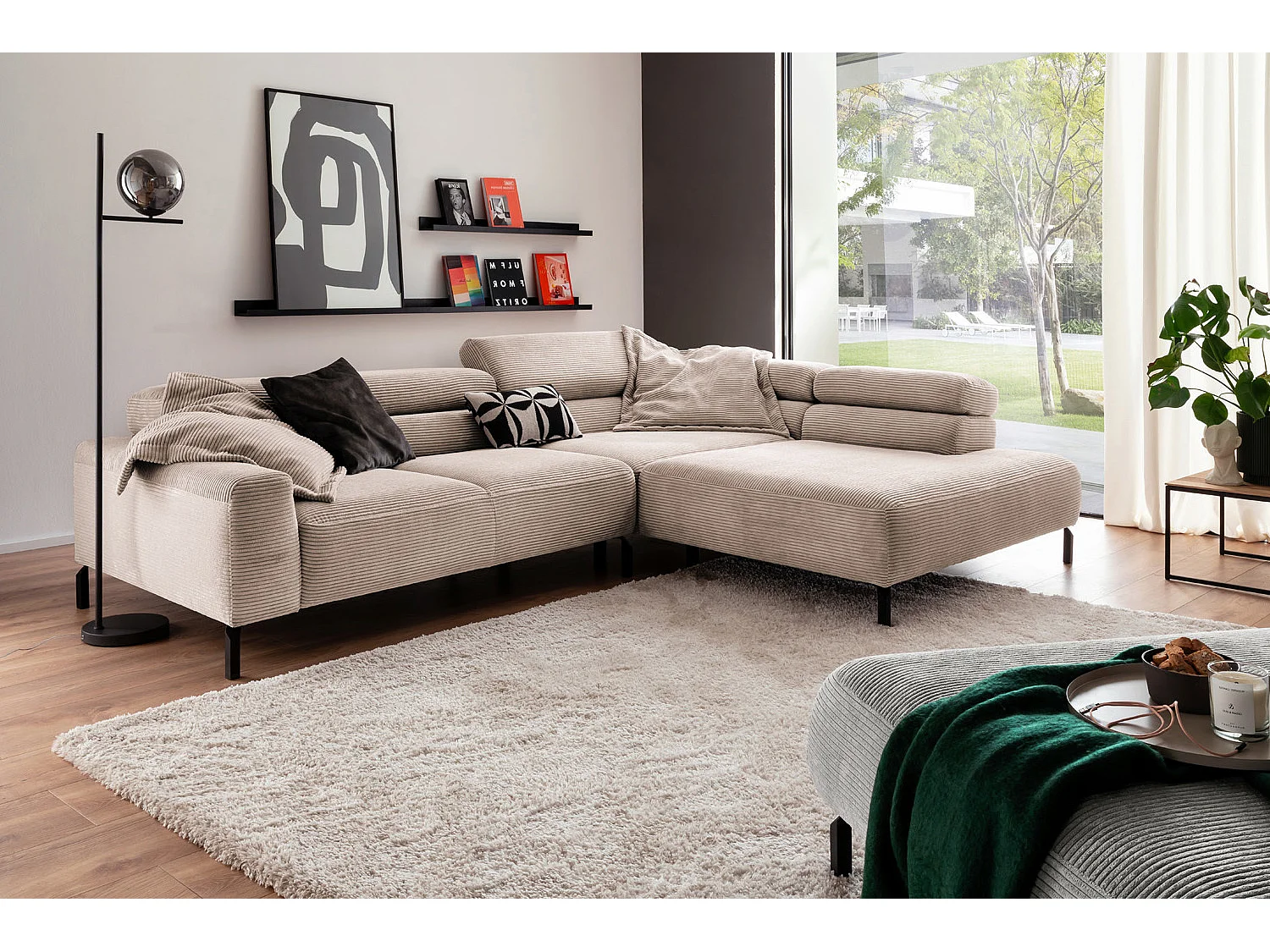 Ecksofa - Taupe Cord - DELIA