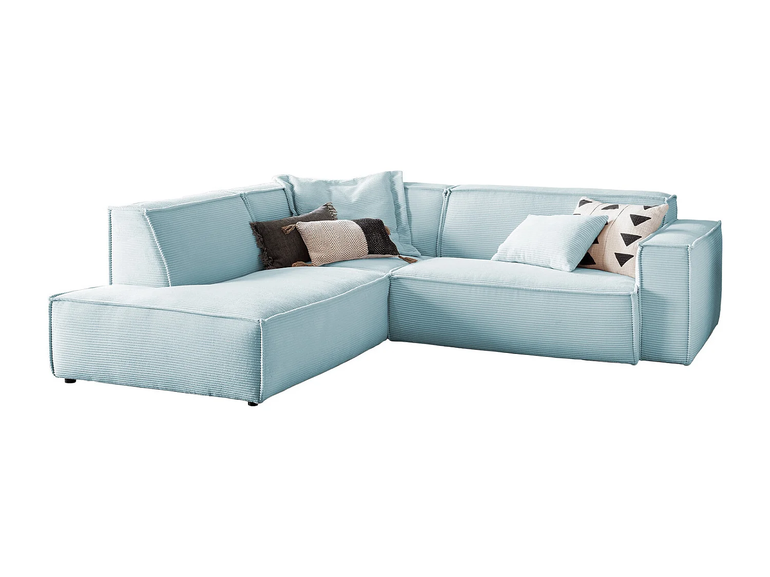 Ecksofa - Hellblau Cord - SAMU