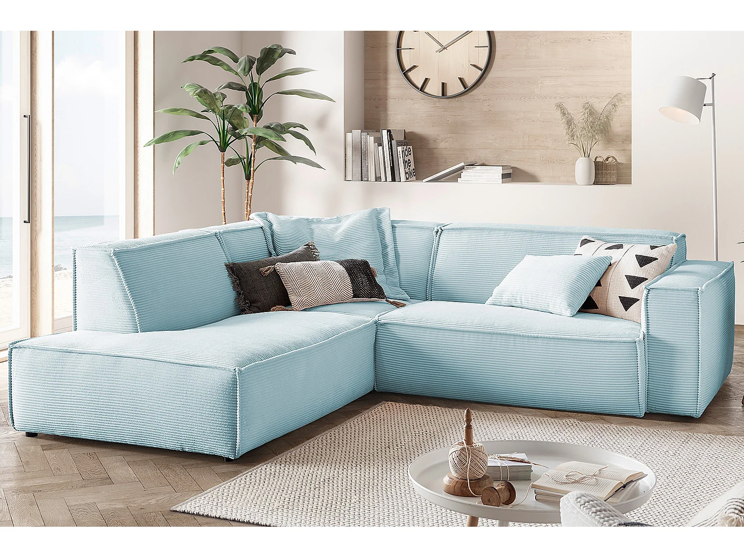Ecksofa - Hellblau Cord - SAMU