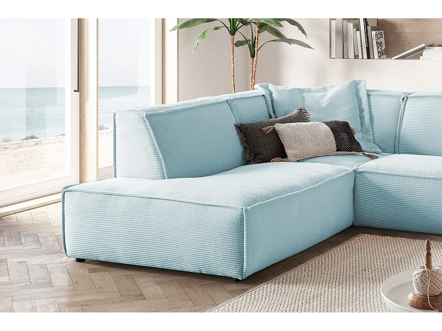 Ecksofa - Hellblau Cord - SAMU