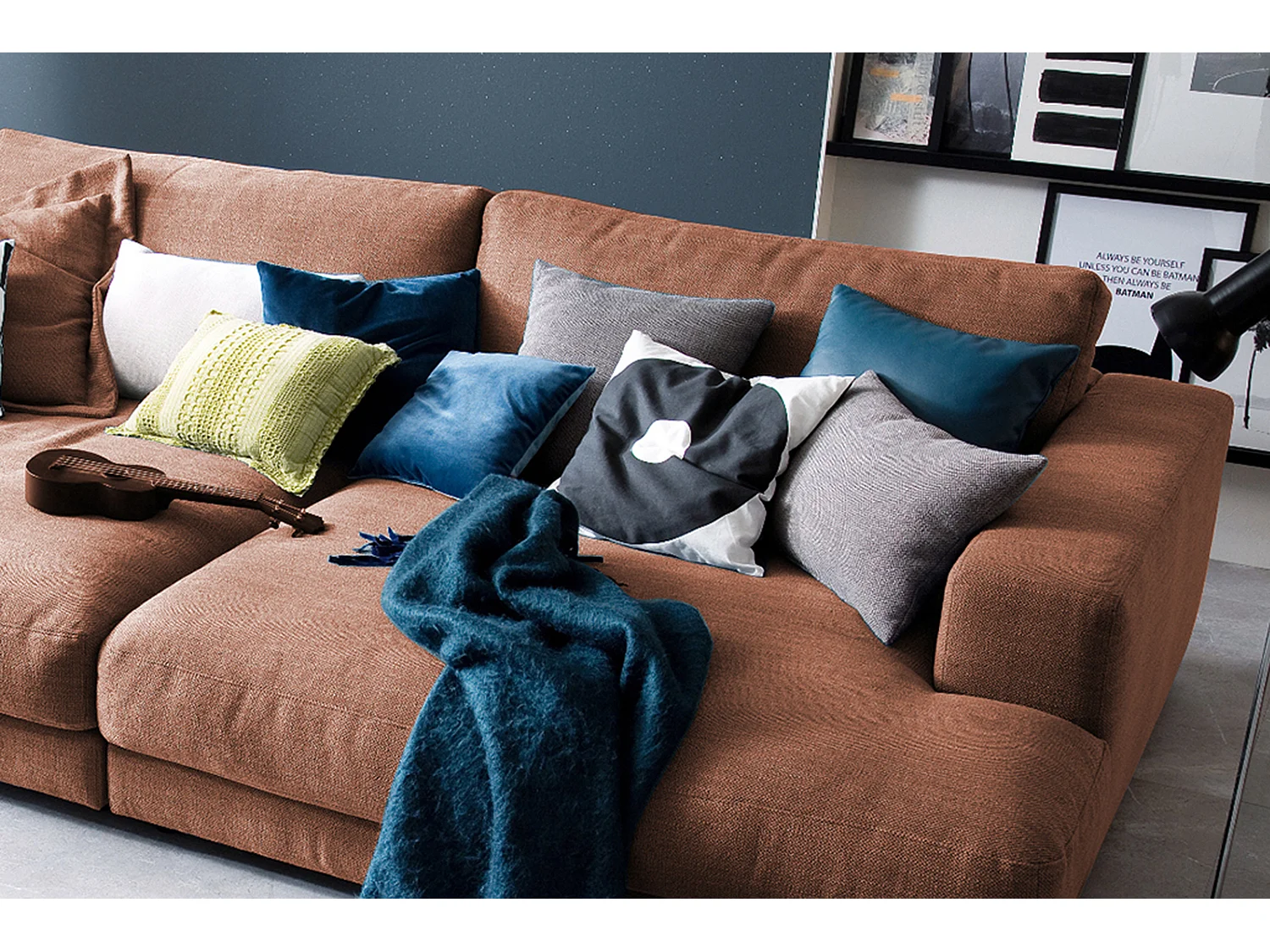 Canapé - marron tissu tissé - MADELINE