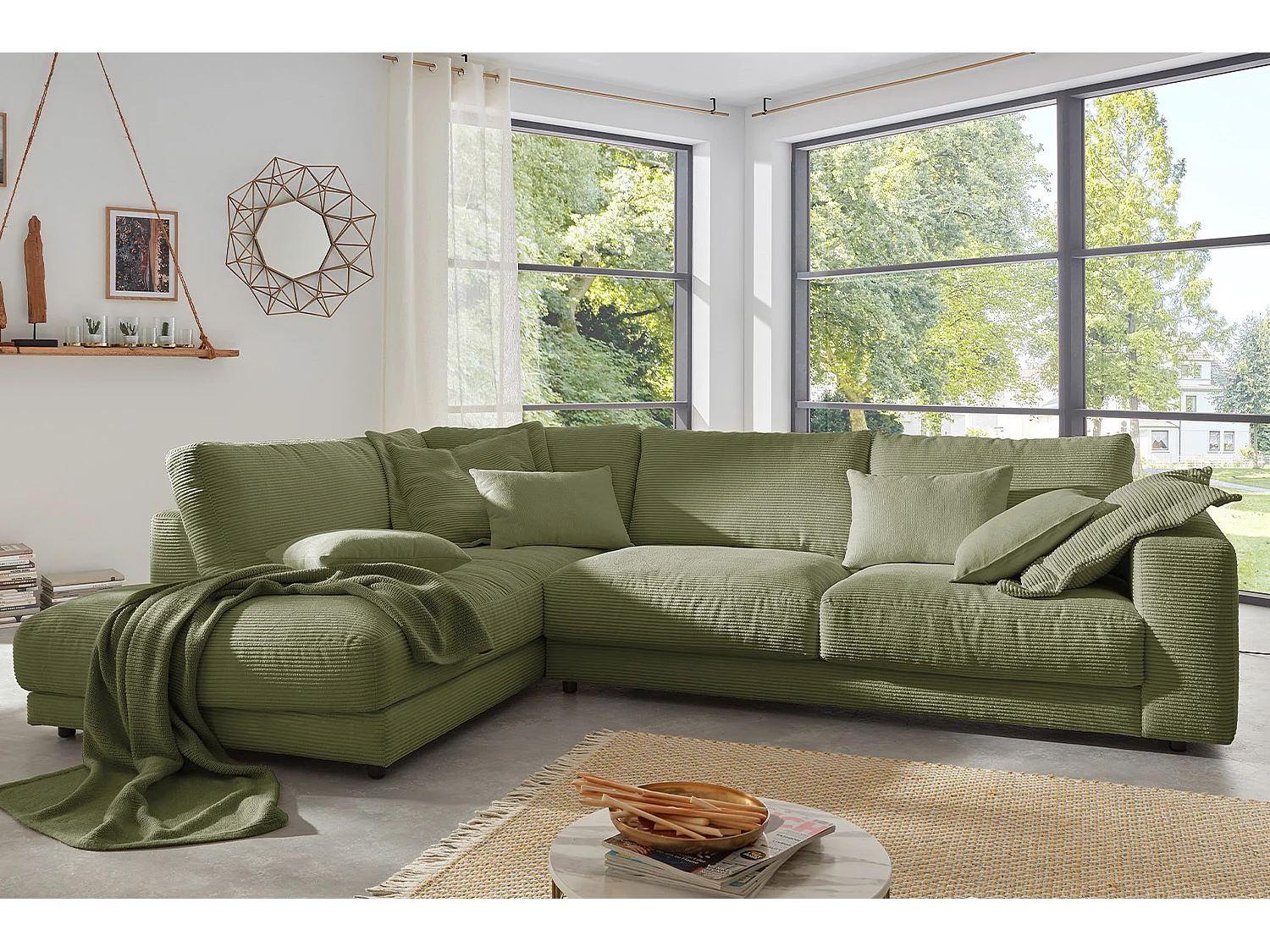 Ecksofa - Grün Cord - MADELINE