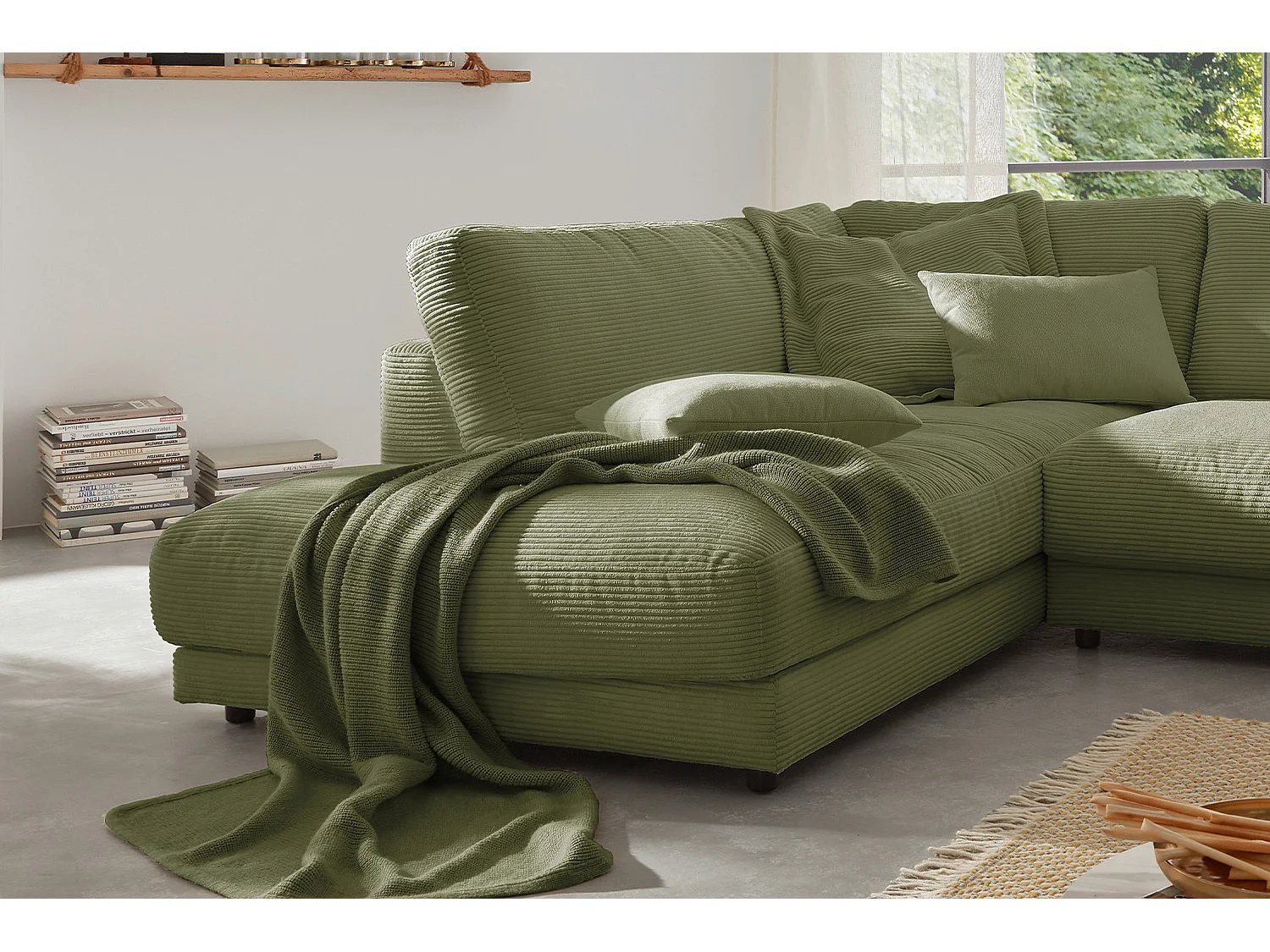 Ecksofa - Grün Cord - MADELINE