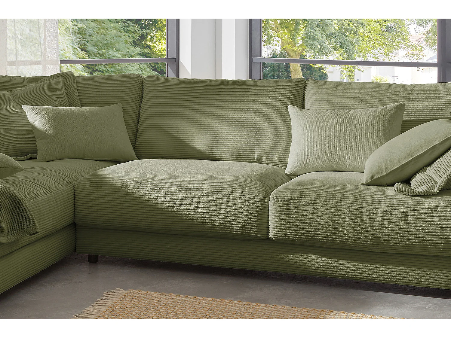 Ecksofa - Grün Cord - MADELINE