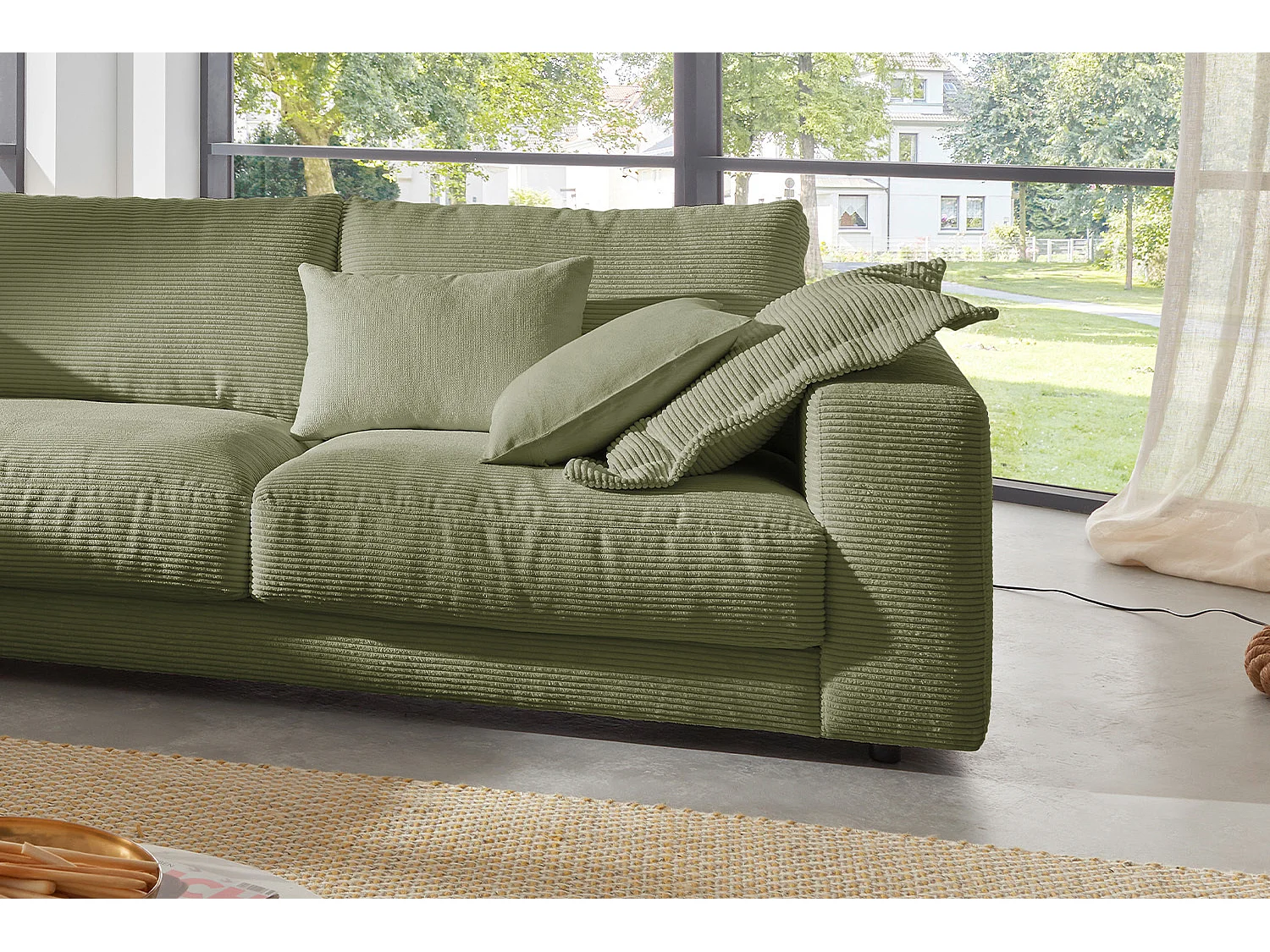 Ecksofa - Grün Cord - MADELINE