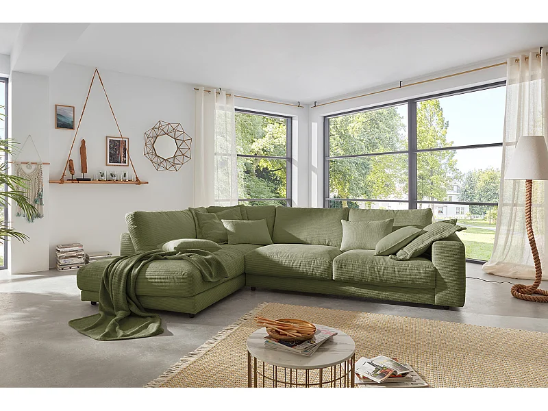 Ecksofa - Grün Cord - MADELINE