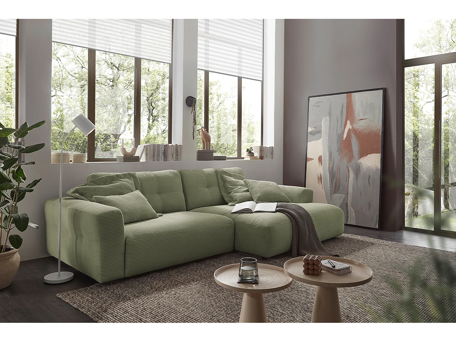 Ecksofa - Grün Cord - MIKA