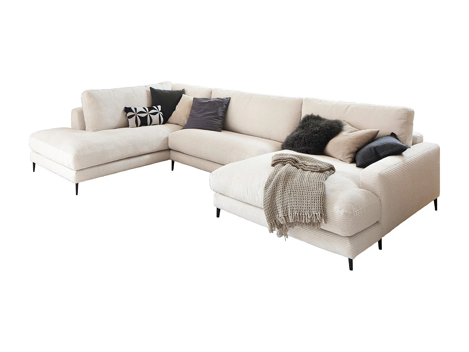 Canapé - blanc crème Velours côtelé - CARA