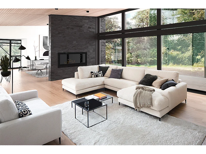 Wohnlandschaft - Cremeweiß Cord - CARA