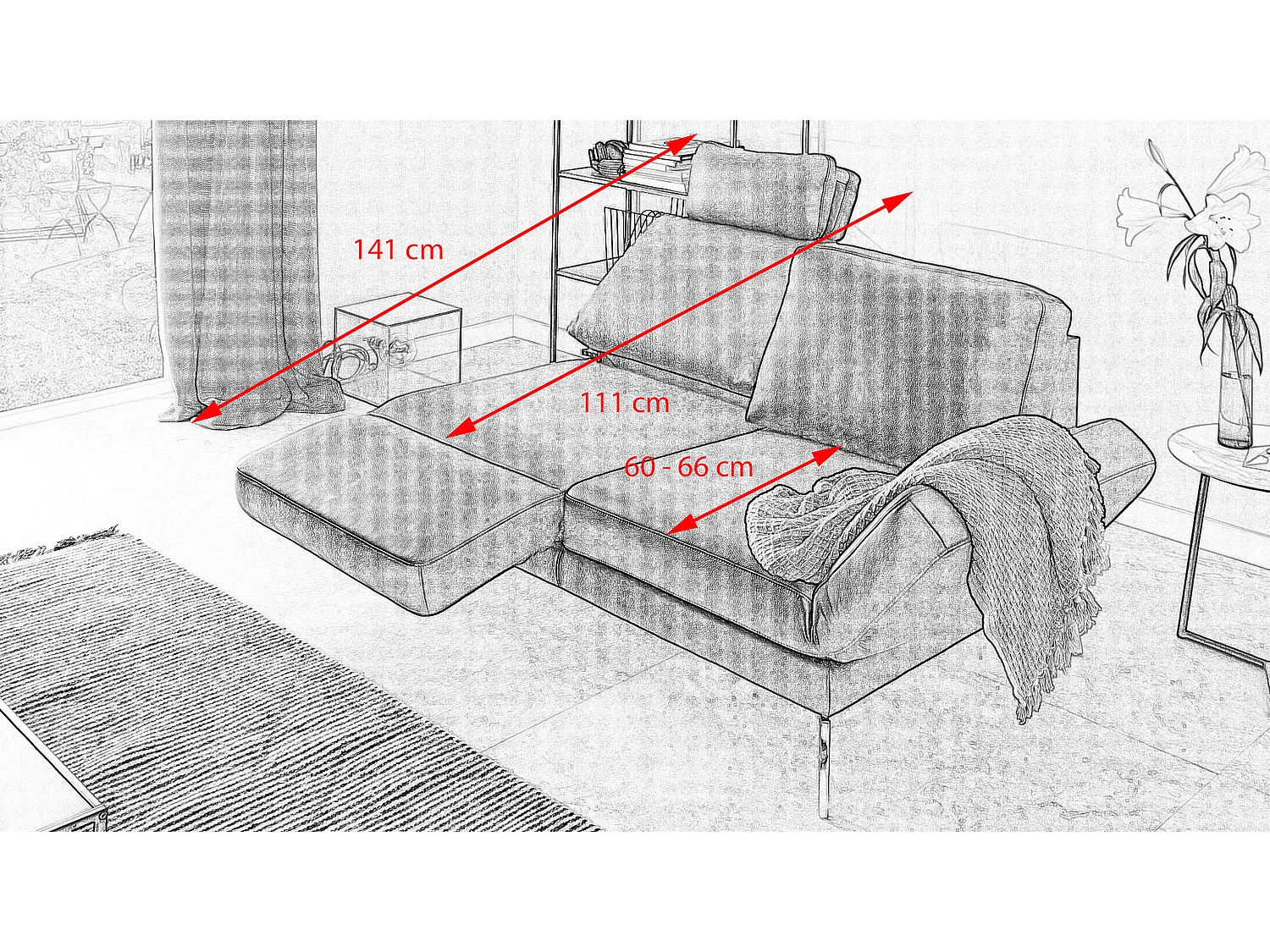 Ledersofa - Hellgrau Leder - HURRICANE