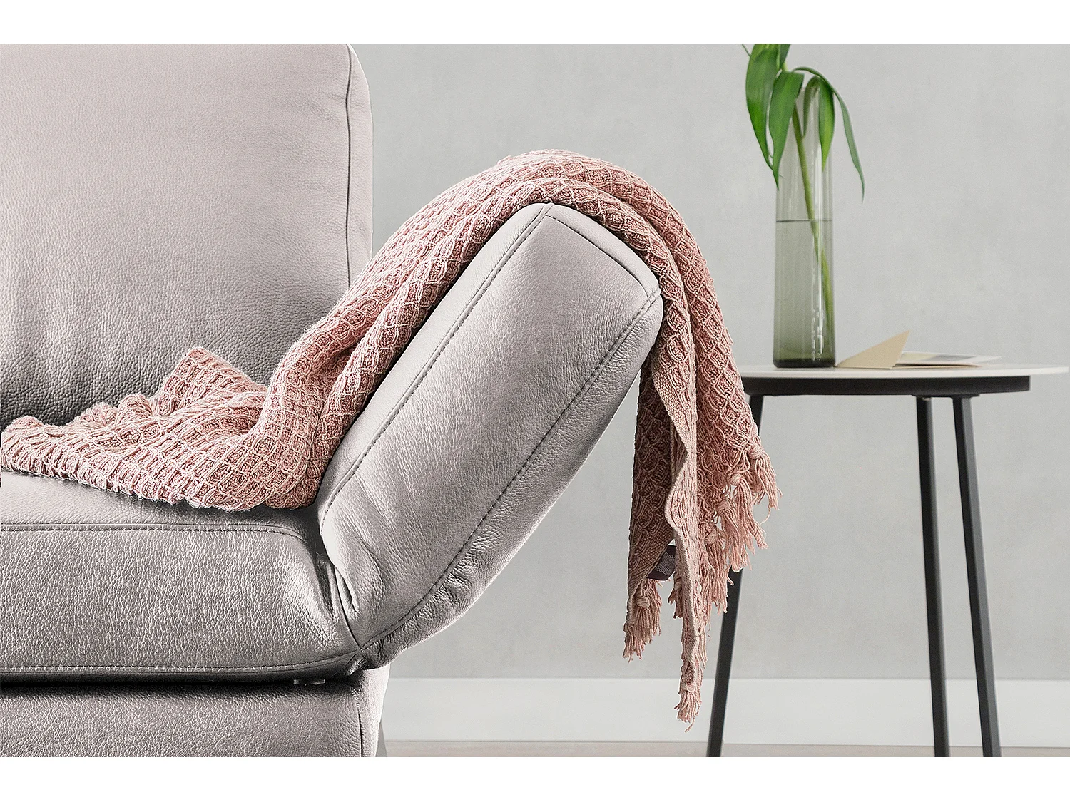 Ledersofa - Hellgrau Leder - HURRICANE