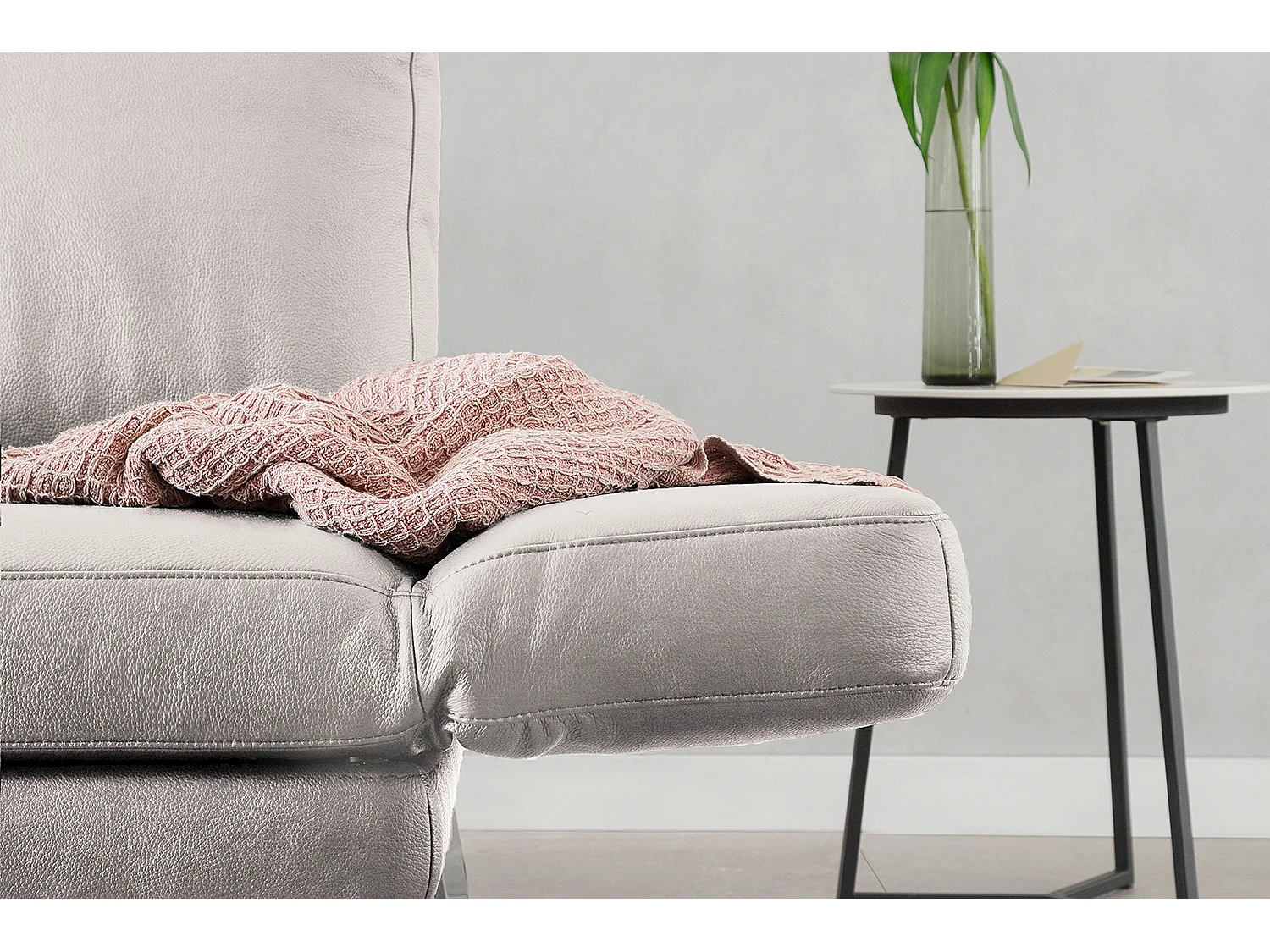 Ledersofa - Hellgrau Leder - HURRICANE