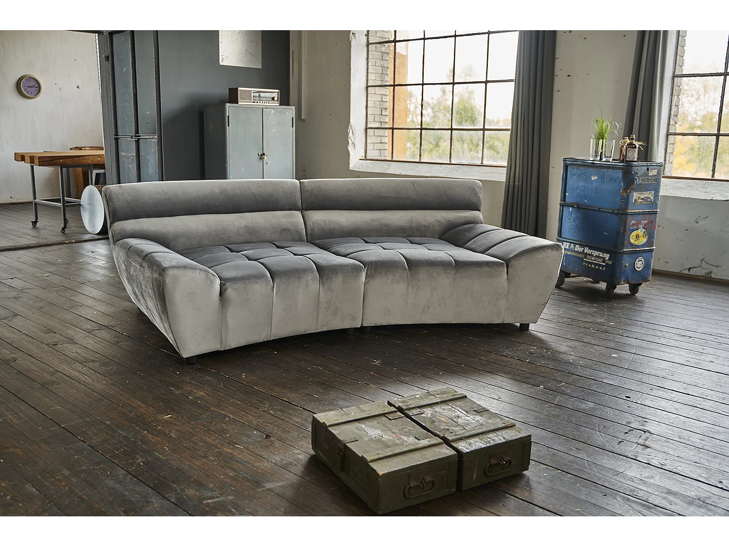 Bigsofa - Grau Webstoff - SETO